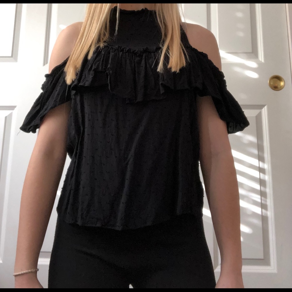 Black Cold Shoulder Top
